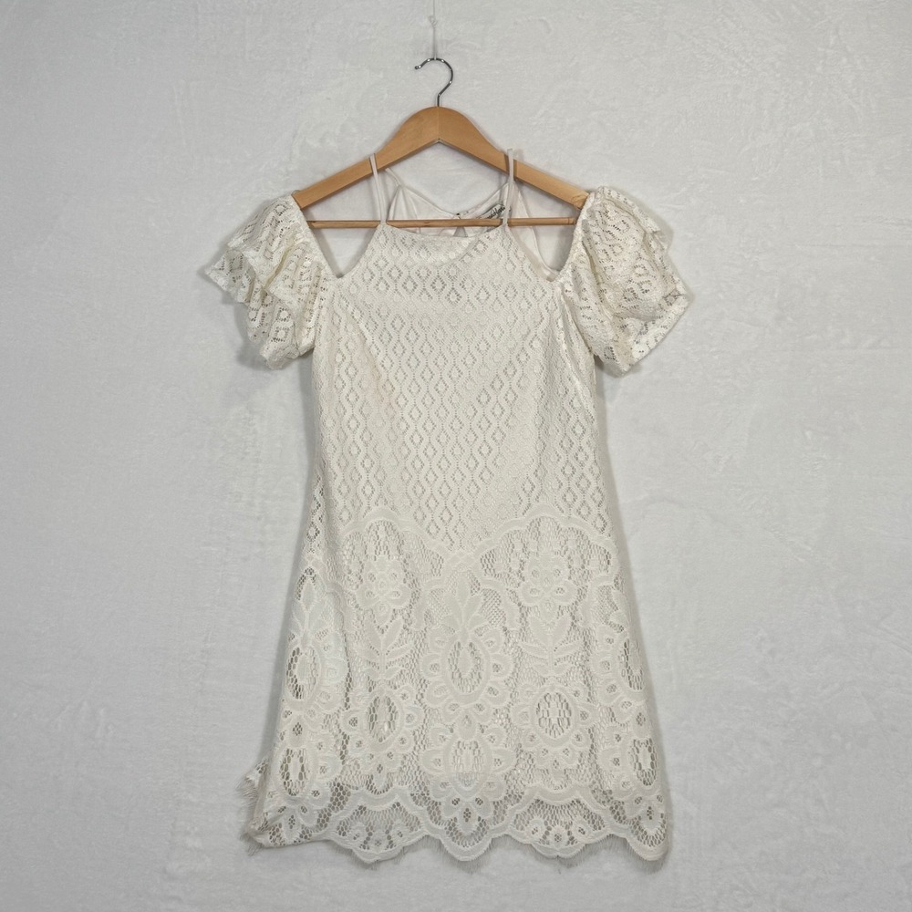 Speechless White Lace Cold Shoulder Mini Dress Small